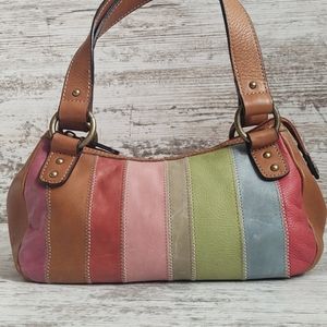 Fossil Striped Leather Shoulder Bag
